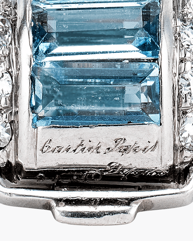 Art Deco Aquamarine and Diamond Clip Brooch by Cartier