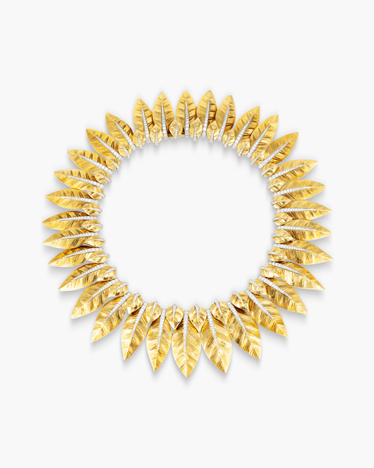 Estate Diamond Laurel Leaf Necklace by David Webb