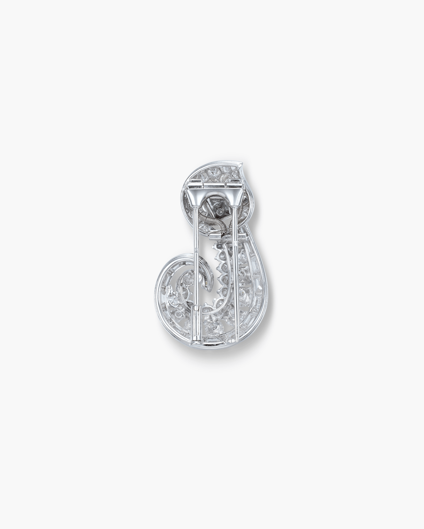 Estate Diamond Scroll Clip Brooch by Cartier