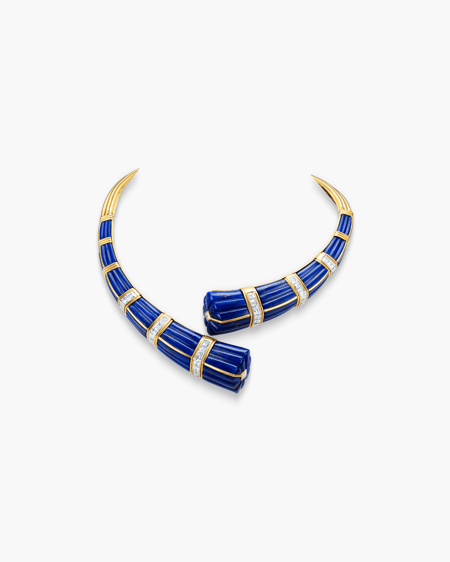 Estate Diamond Lapis Lazuli Necklace, Earrings and Bangle Set by Boucheron