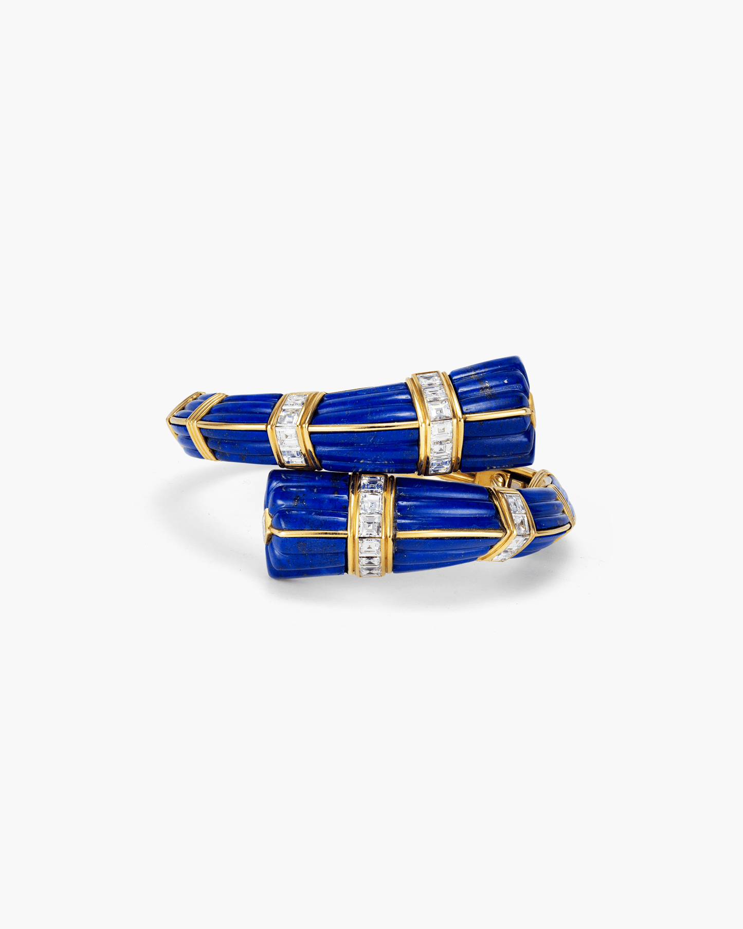 Estate Diamond Lapis Lazuli Necklace, Earrings and Bangle Set by Boucheron