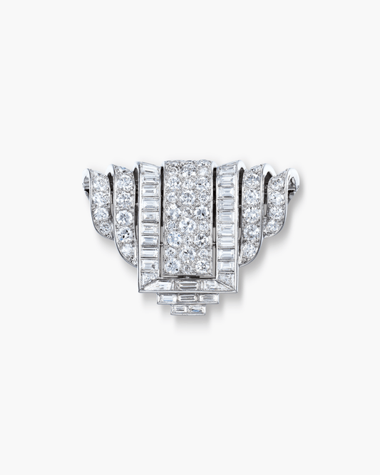 Art Deco Diamond Ribbon Clip by Van Cleef & Arpels