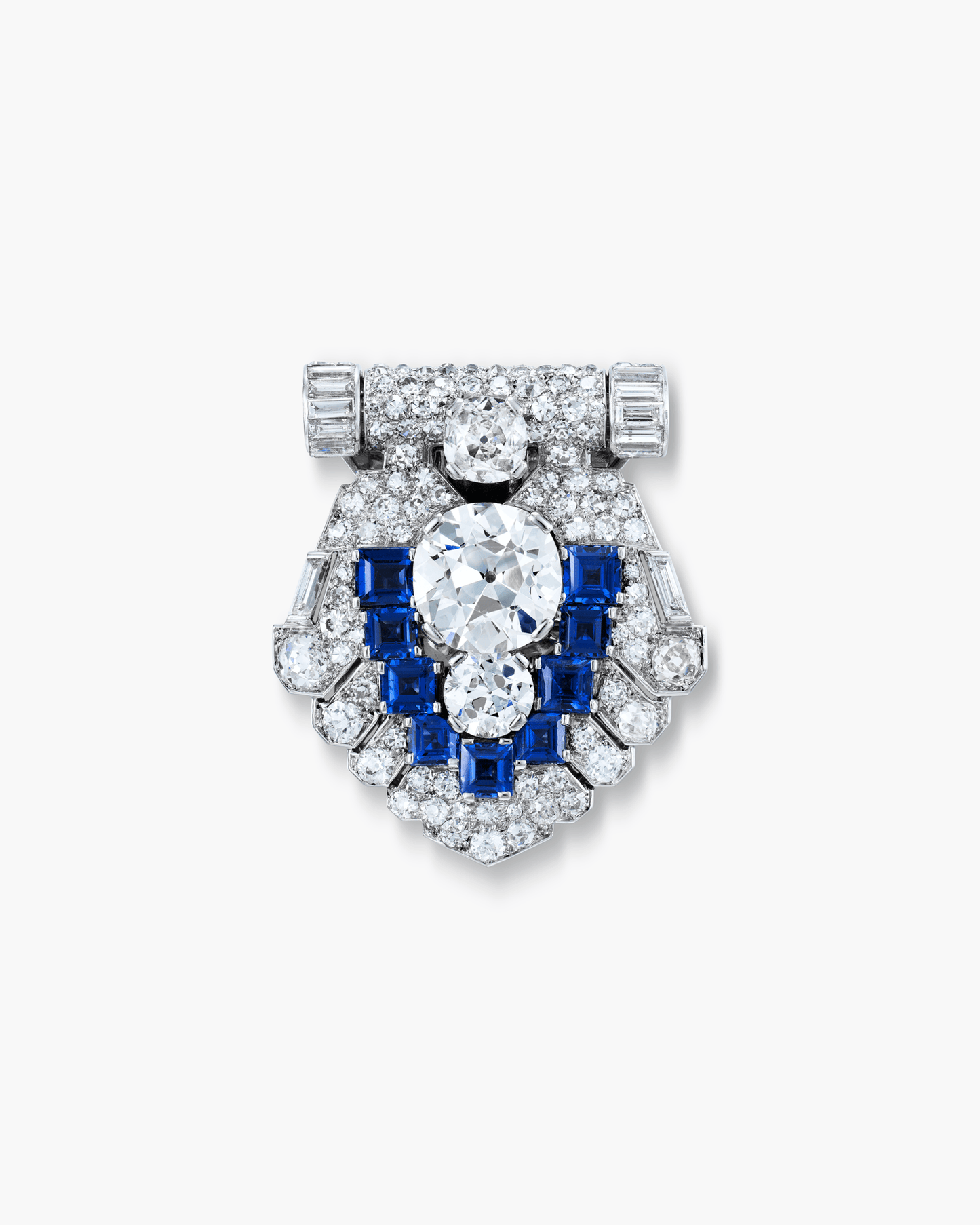 Art Deco Diamond and Sapphire Lapel Clip by Cartier