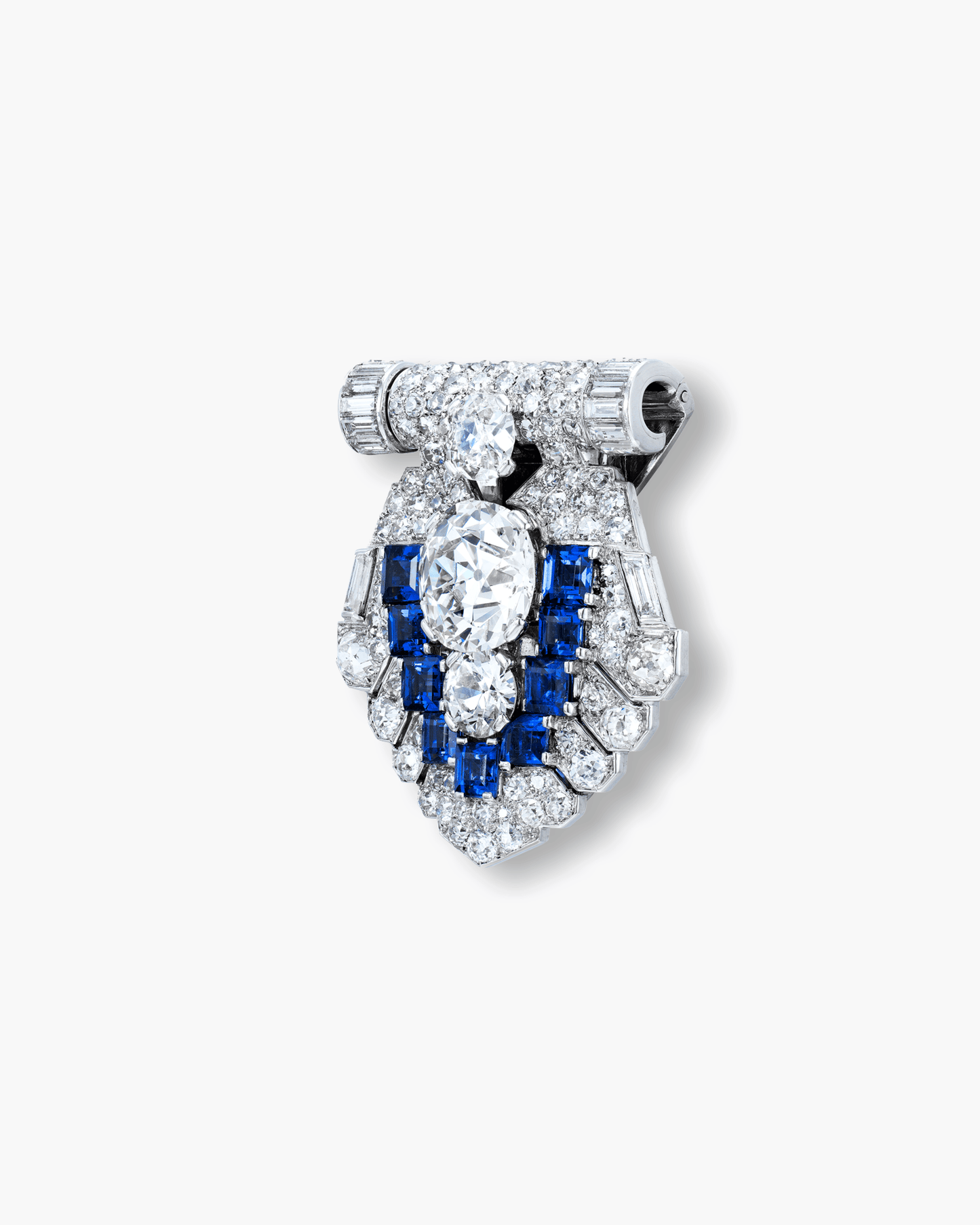 Art Deco Diamond and Sapphire Lapel Clip by Cartier