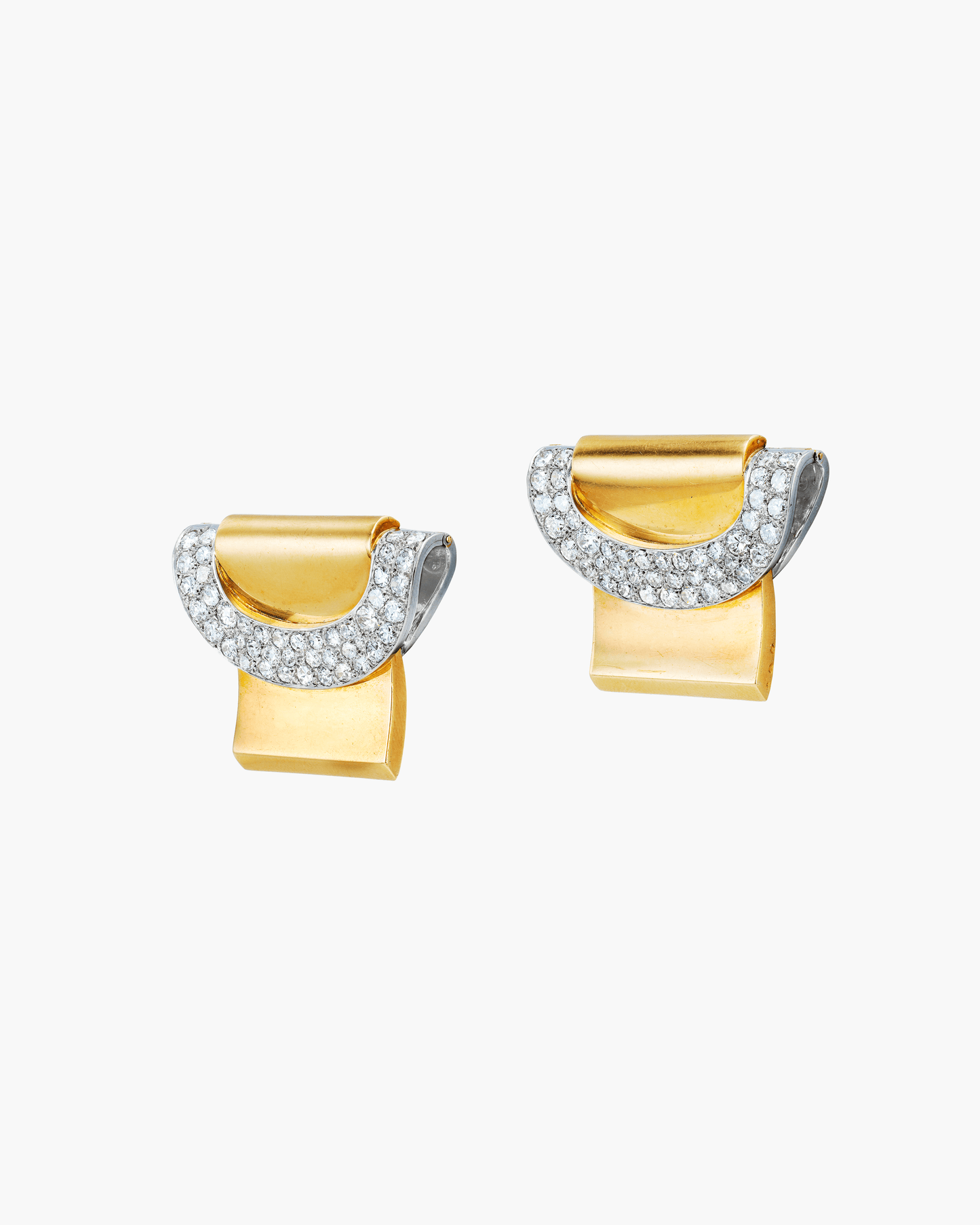 Art Deco Diamond Double Clip Brooches