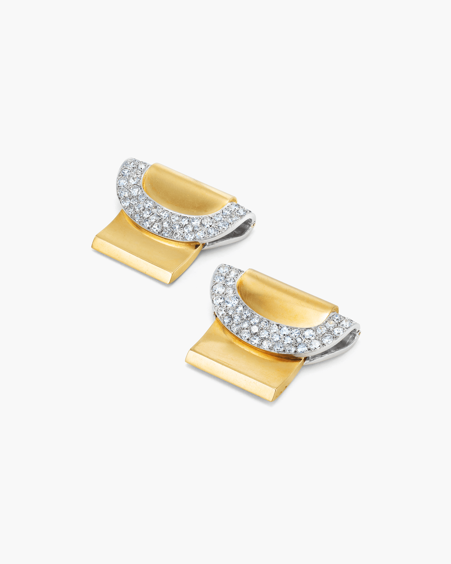 Art Deco Diamond Double Clip Brooches