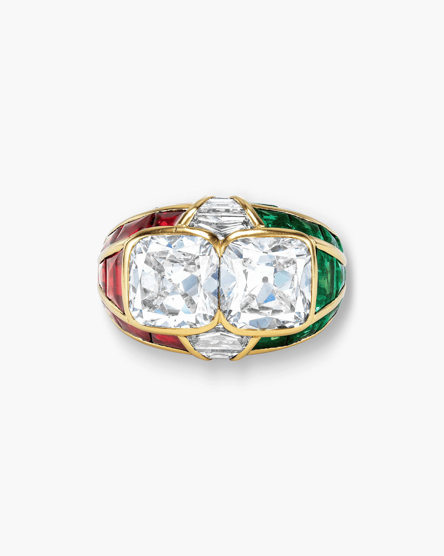 Estate Diamond, Ruby and Emerald Ring by Bulgari