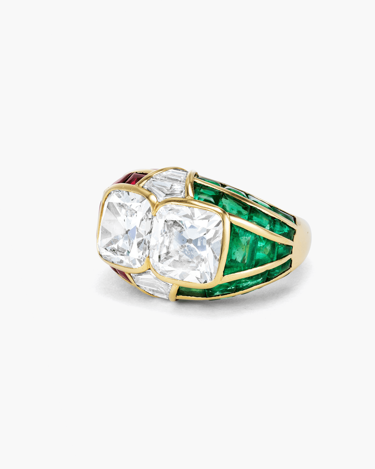 Estate Diamond, Ruby and Emerald Ring by Bulgari