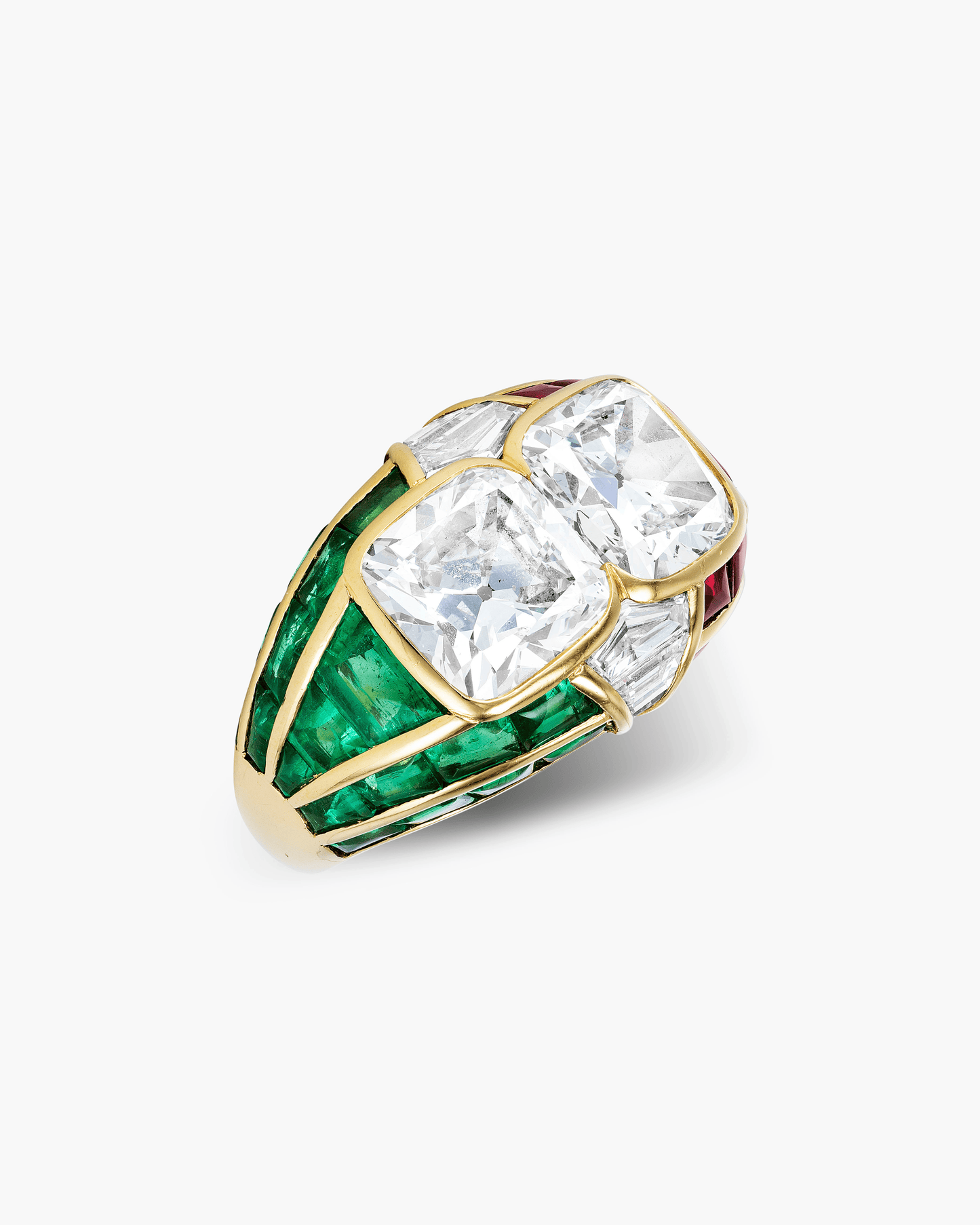 Estate Diamond, Ruby and Emerald Ring by Bulgari