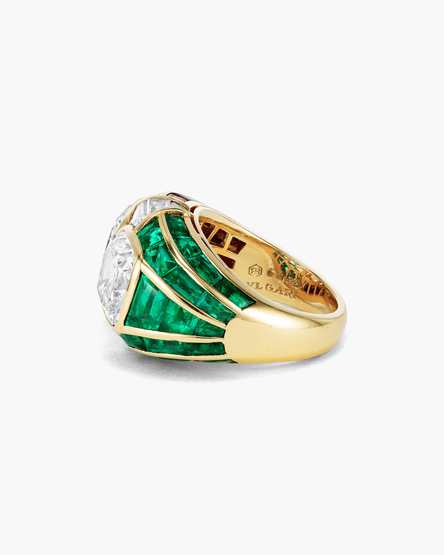 Estate Diamond, Ruby and Emerald Ring by Bulgari