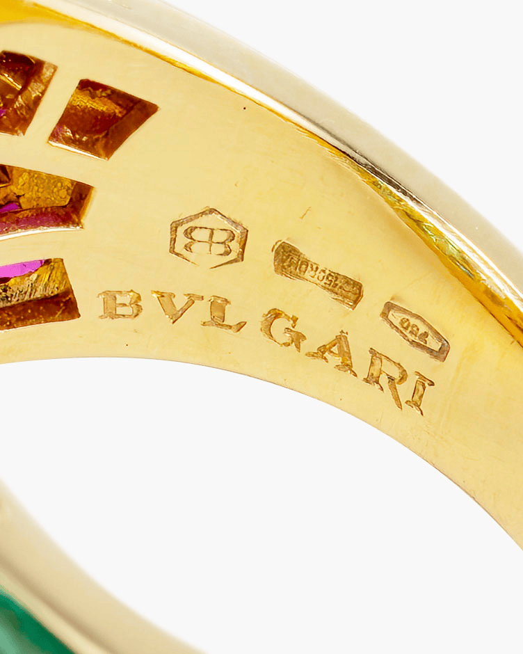 Estate Diamond, Ruby and Emerald Ring by Bulgari