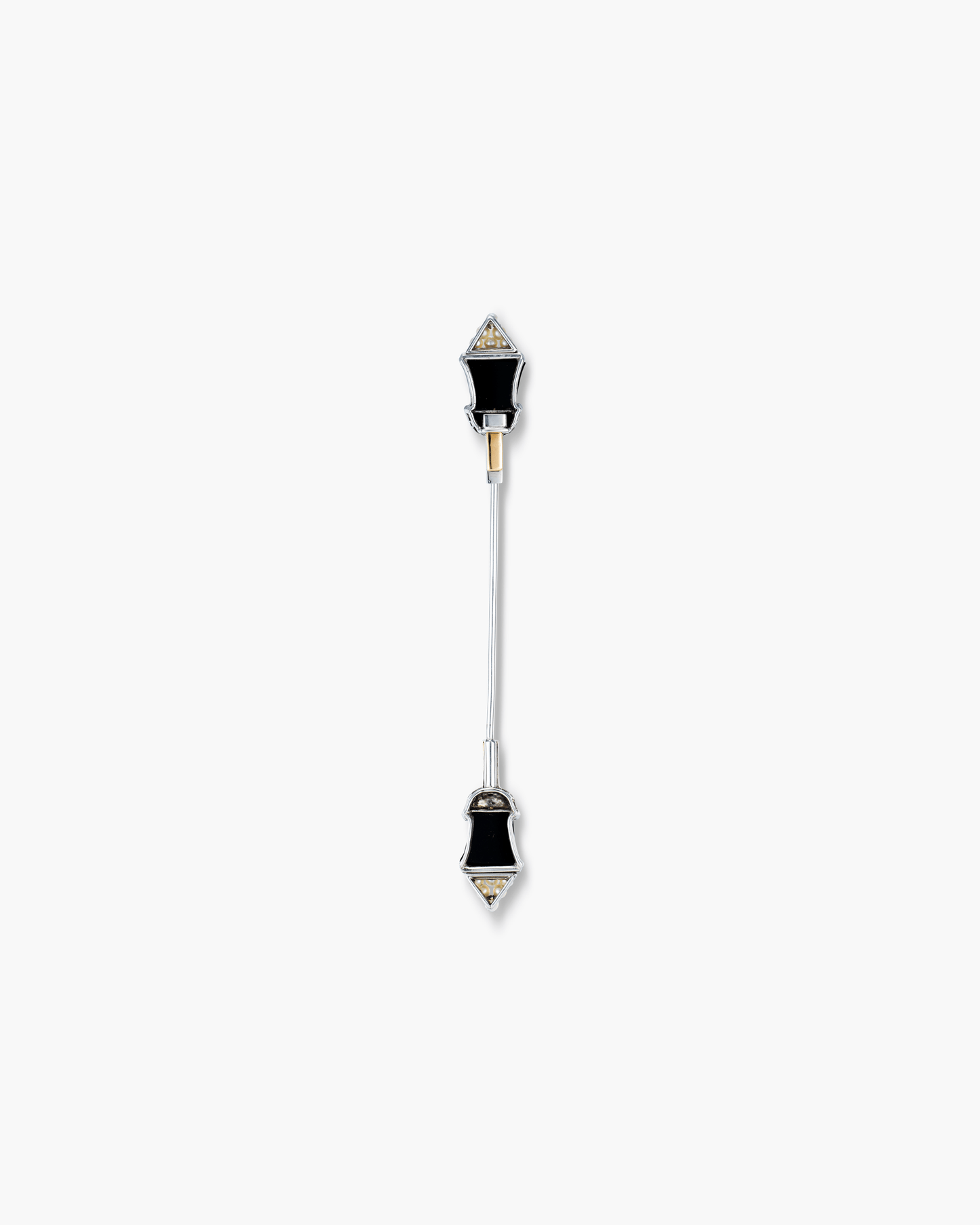 Art Deco Diamond, Pearl and Onyx à Cliquet Jabot Pin by Cartier