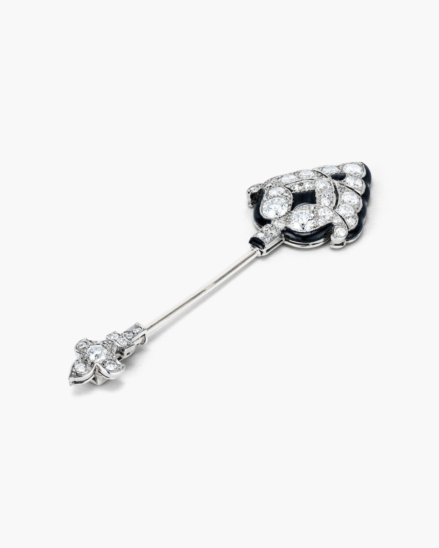 Art Deco Enamel, Onyx and Diamond à cliquet Jabot Pin by Cartier