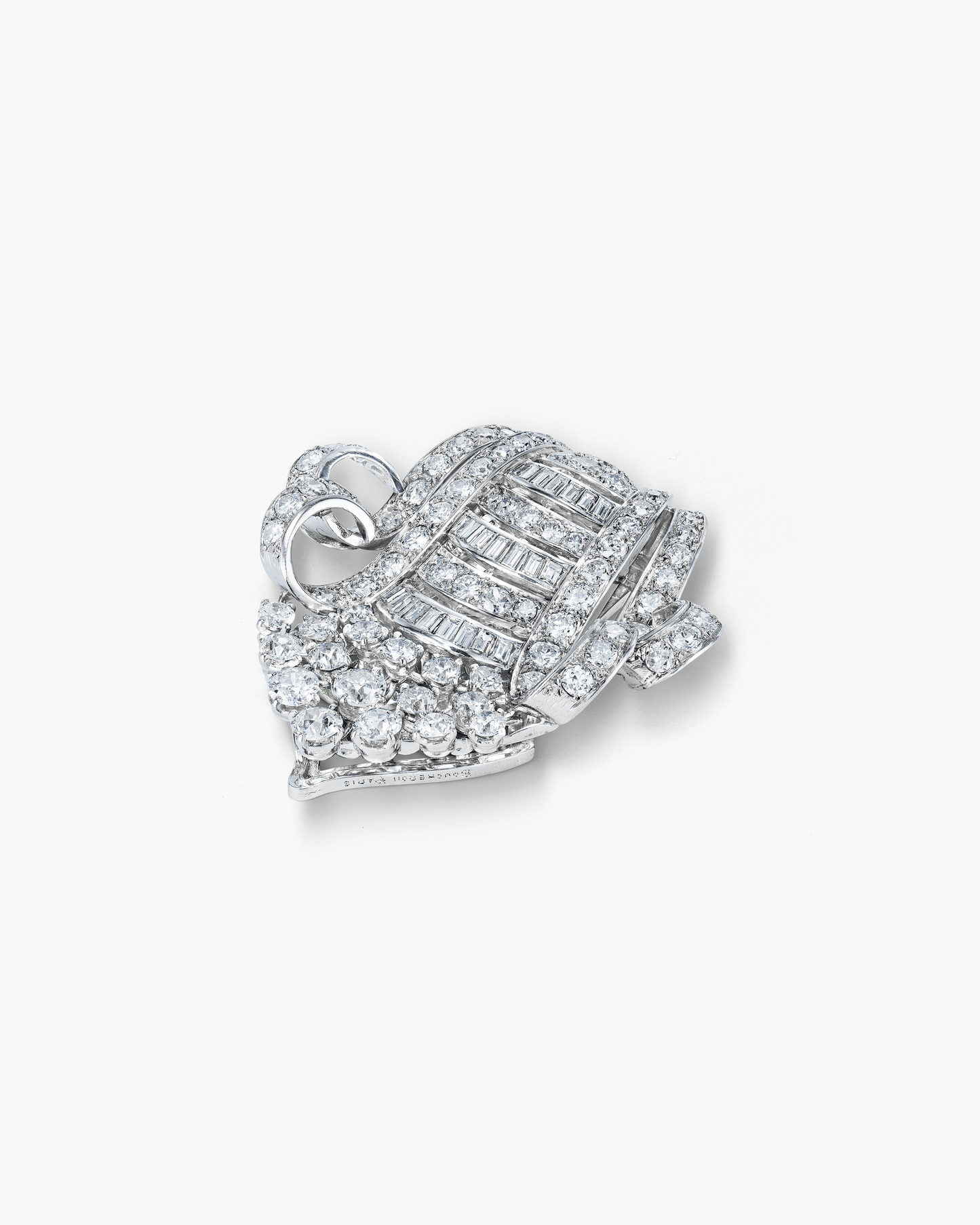 Retro Diamond Scroll Motif Brooch by Boucheron