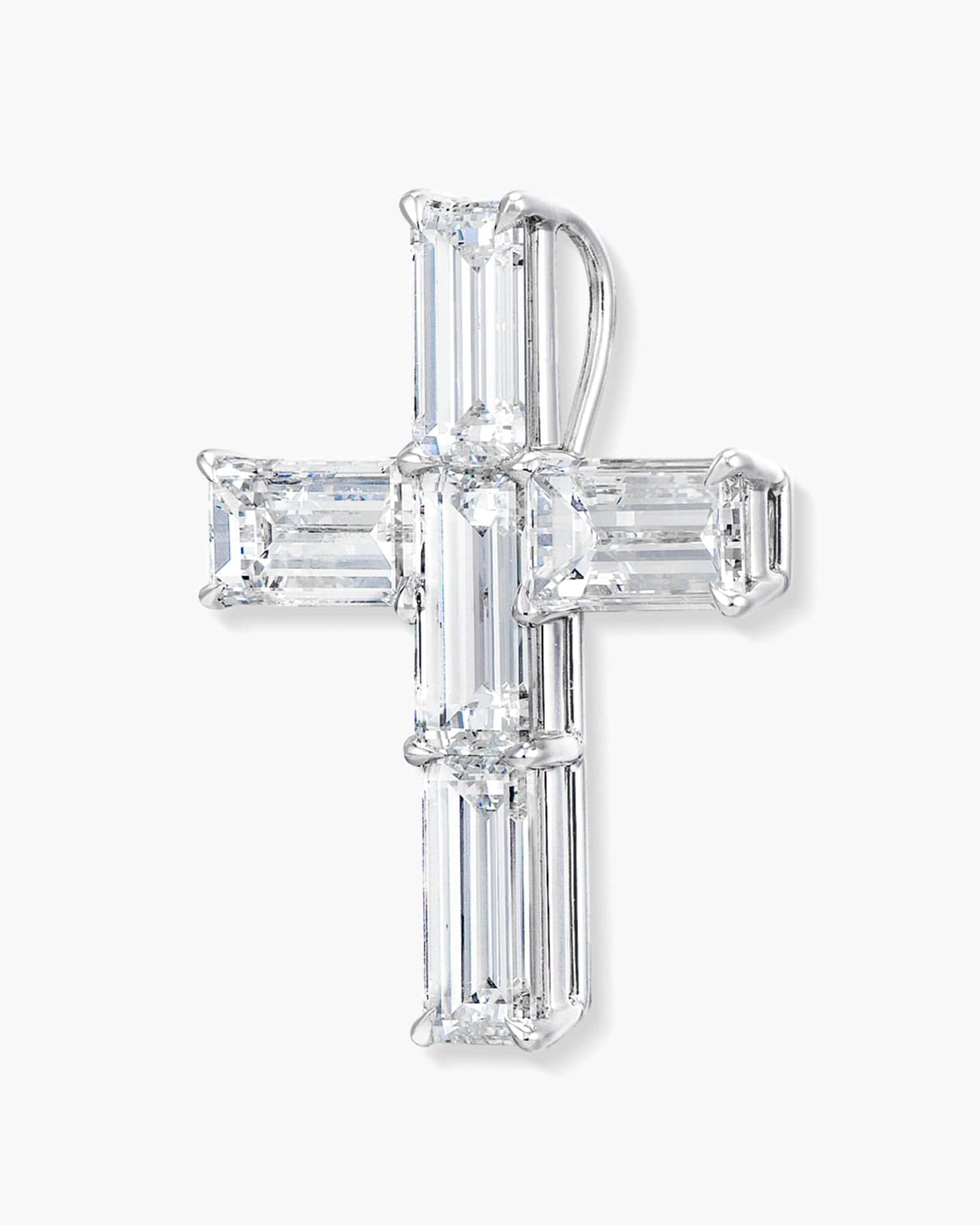 Baguette Diamond Cross Pendant Necklace (Large), 5.41 carats