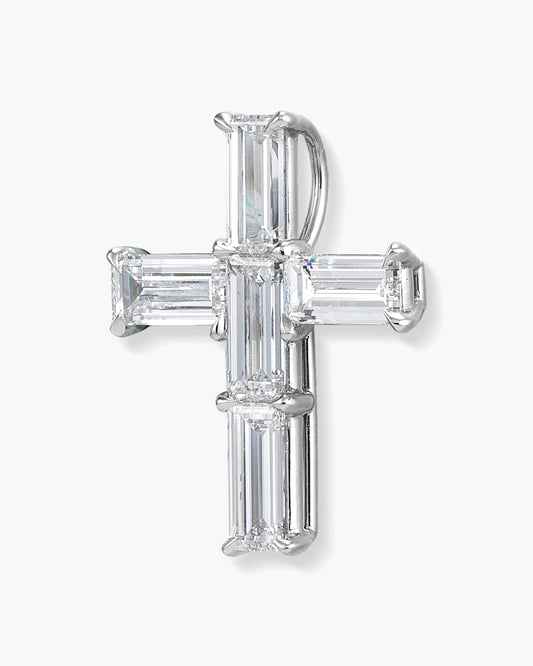 Baguette Diamond Cross Pendant Necklace (Petite), 1.93 carats