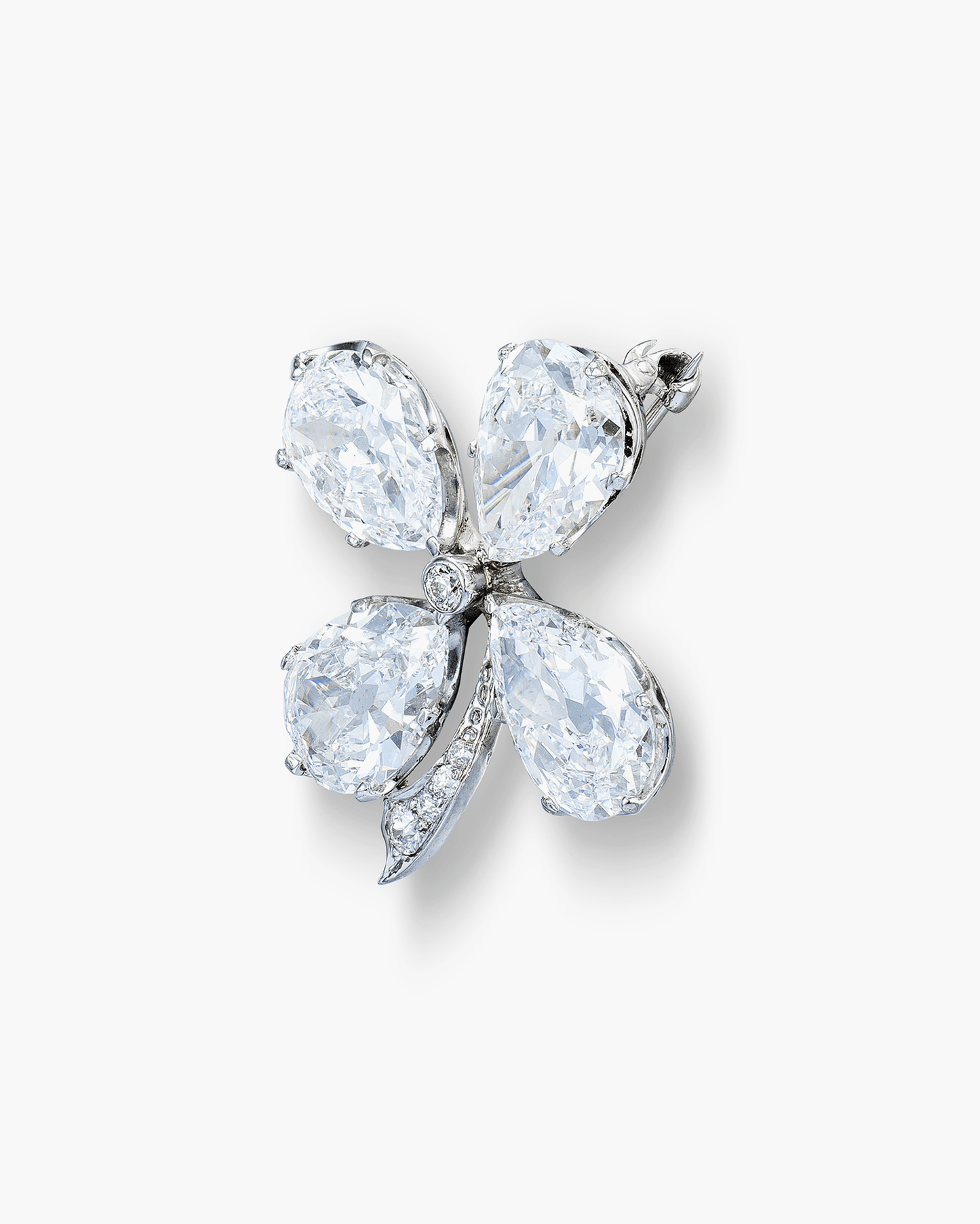 Edwardian Diamond Four-Leaf Clover Brooch by Tiffany & Co.