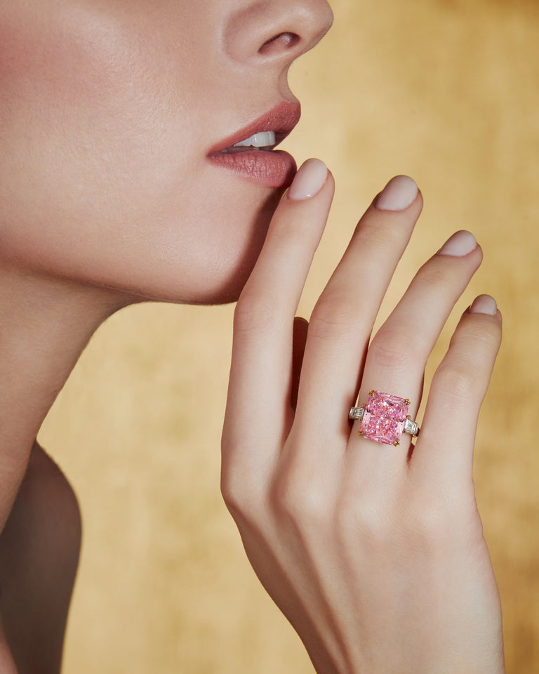 Rare Colors 21.66 Carat Fancy Pink Diamond Necklace and Bracelet Set