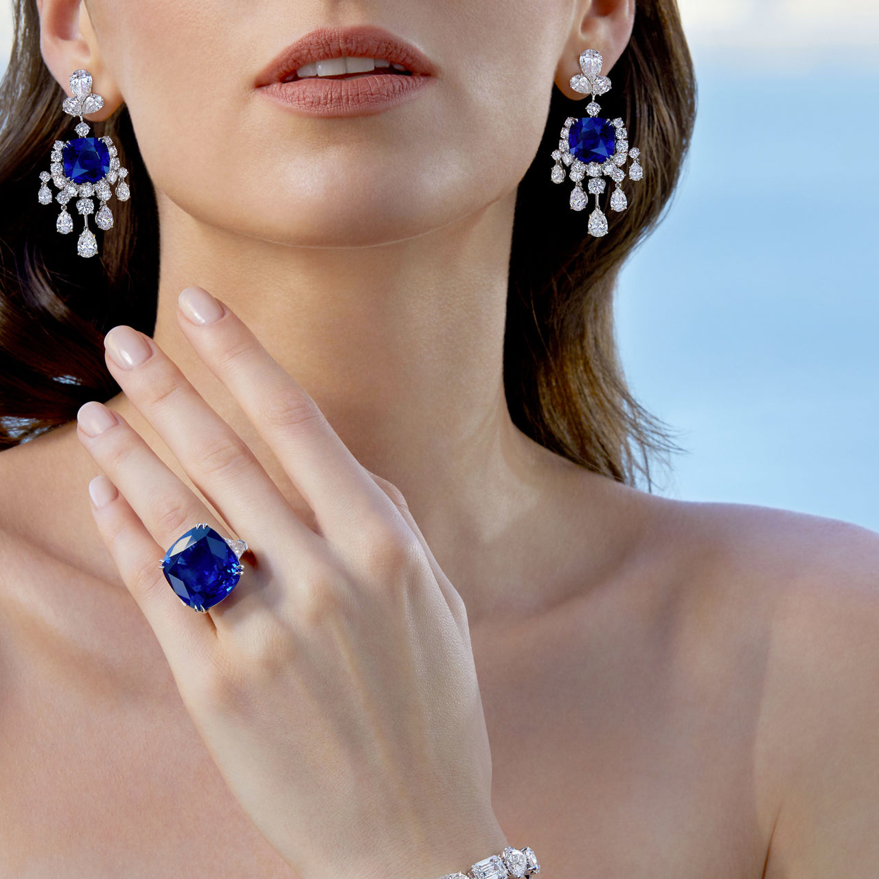 Sapphire Diamond Cluster Engagement Ring | Engagement Rings
