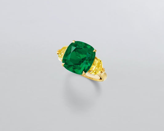 8.62 carat Cushion Cut Colombian Emerald Ring