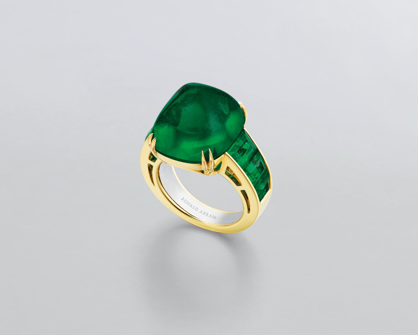 22.80 carat Sugarloaf Cabochon Colombian Emerald Ring