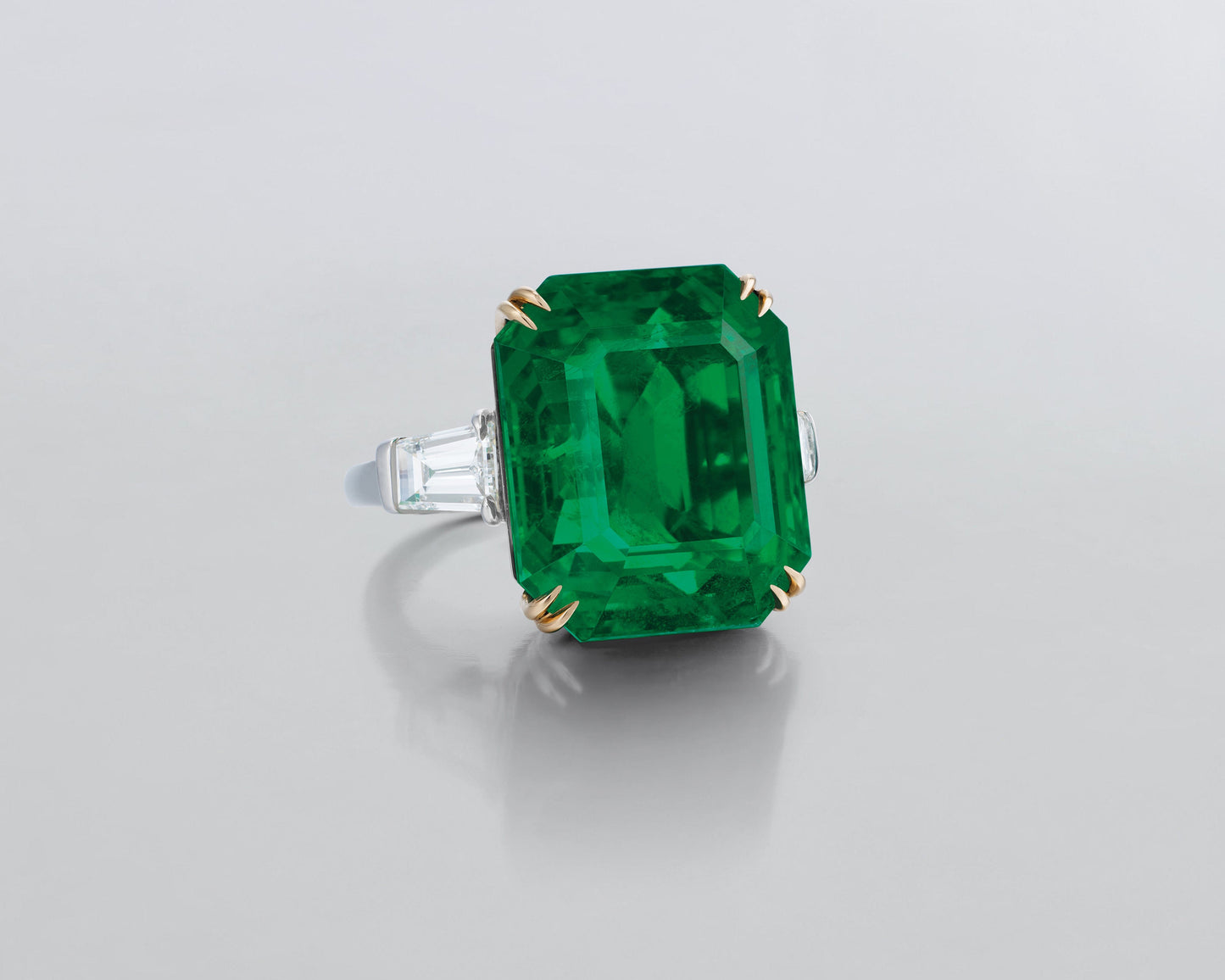23.31 carat Emerald Cut Old Mine Colombian Emerald Ring