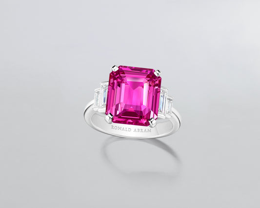 7.53 carat Emerald Cut Pink Sapphire Ring