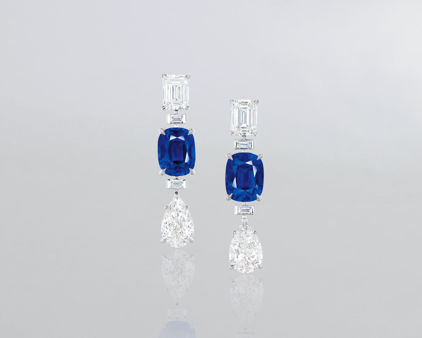 8.60 carat Cushion Cut Kashmir Sapphire and Diamond Earrings