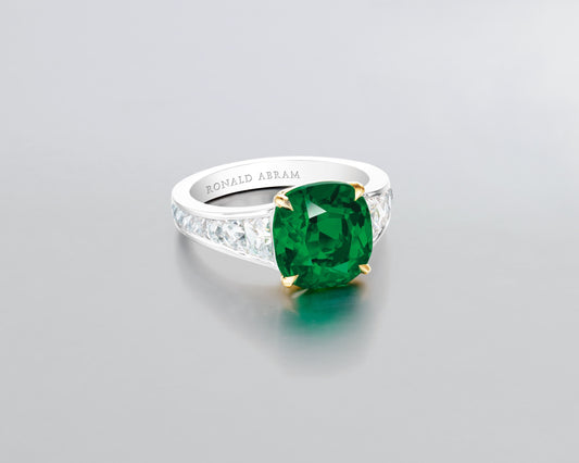 3.31 carat Cushion Cut Colombian Emerald Ring