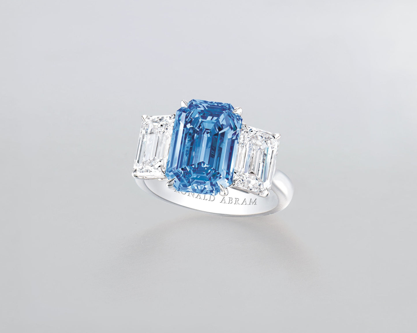 3.88 carat Emerald Cut Fancy Vivid Blue Diamond Ring