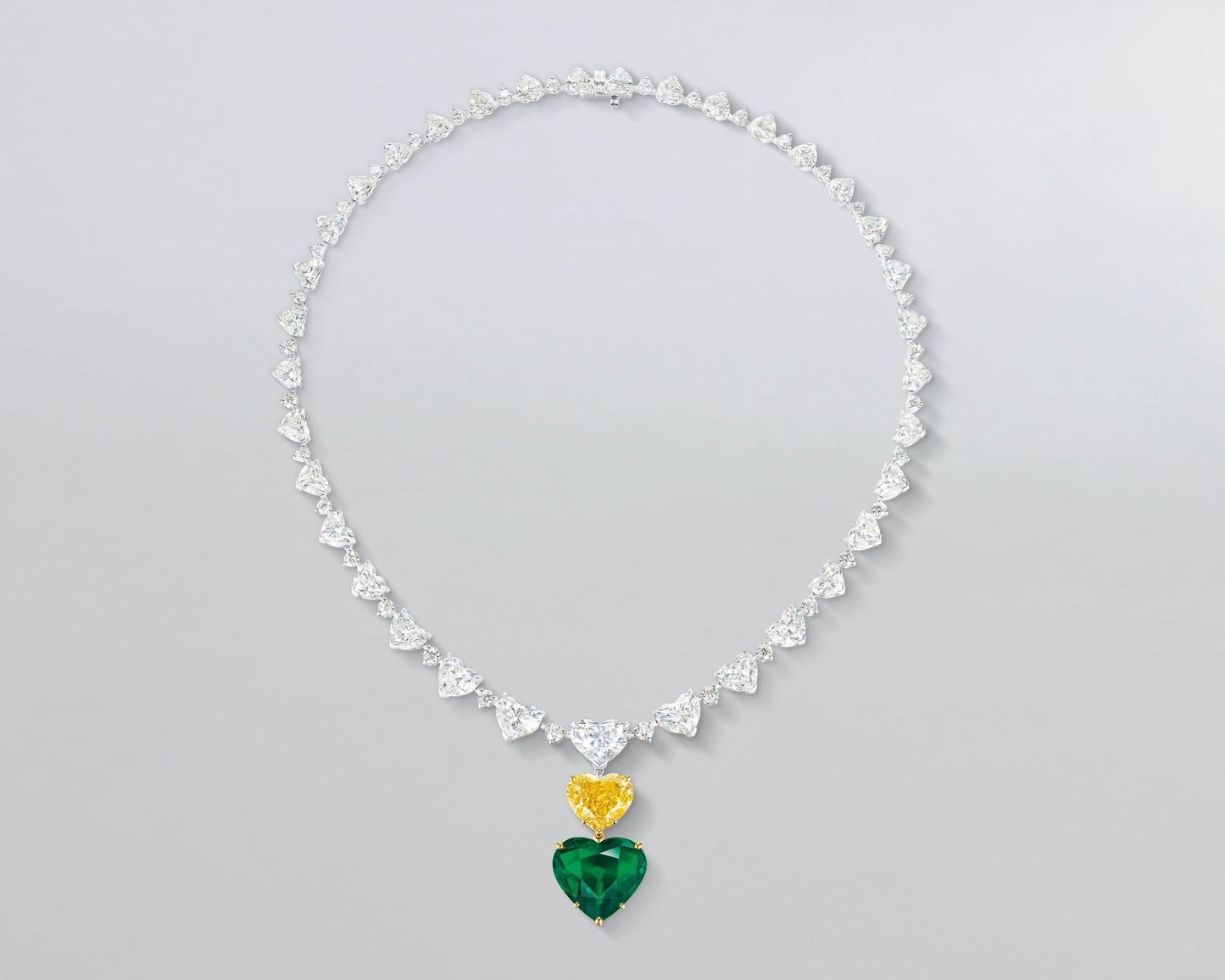 10.88 carat Emerald and Diamond Heart Shape Necklace