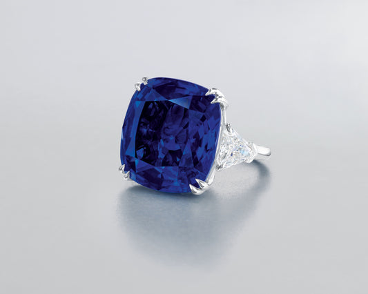 46.84 carat Cushion Cut Ceylon Sapphire Ring