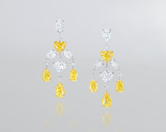 Fancy Intense Yellow and White Diamond Chandelier Earrings
