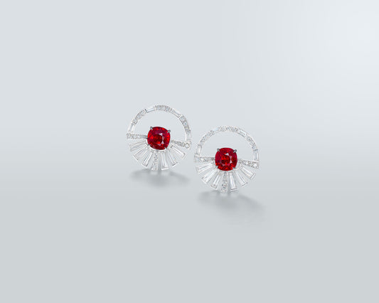 8.02 carat Burmese Ruby Carousel Earrings
