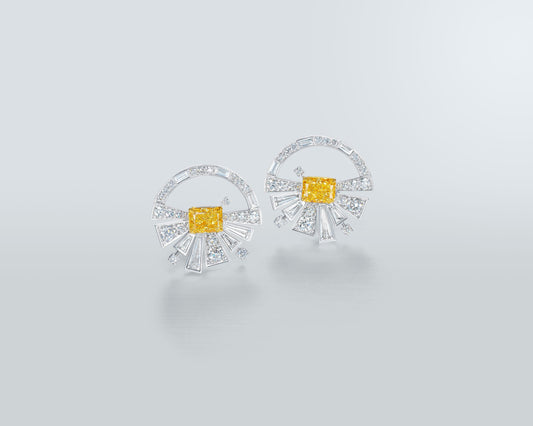 4.02 carat Fancy Vivid Yellow Diamond Carousel Earrings