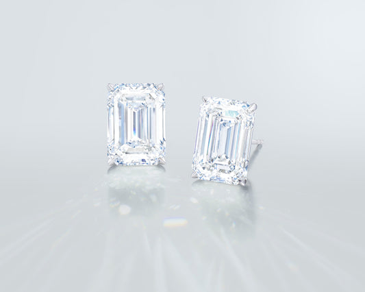 14.44 carat Emerald Cut Diamond Ear Studs
