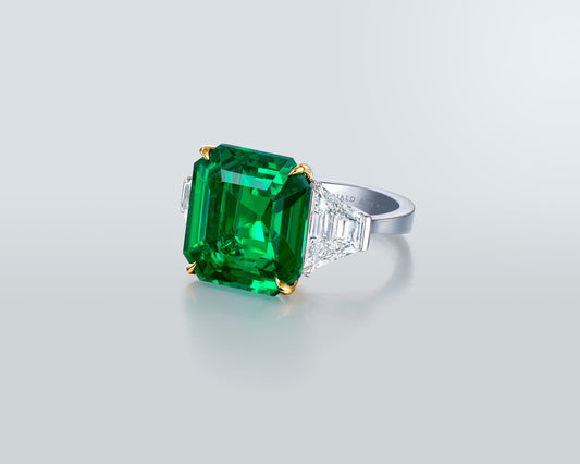8.79 carat Old Mine Colombian Emerald and Diamond Ring