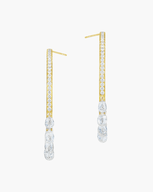 Briolette and Brilliant Diamond Yellow Gold Hoop Earrings