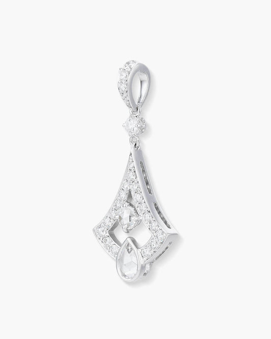 Pear Shape and Round Rose Cut Diamond Pendant Necklace, 0.80 carats