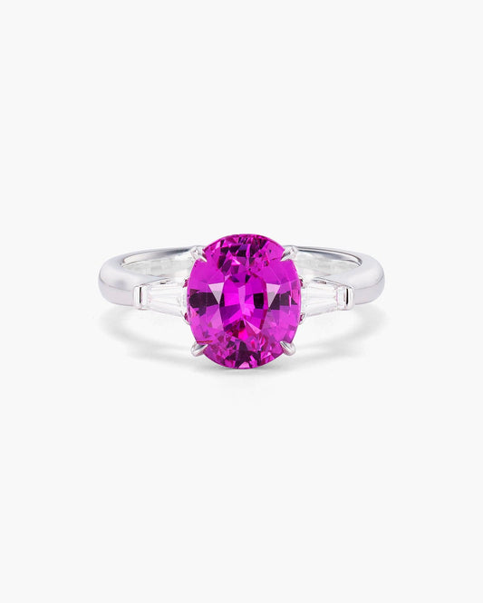 3.25 carat Oval Shape Ceylon Pink Sapphire and Diamond Ring