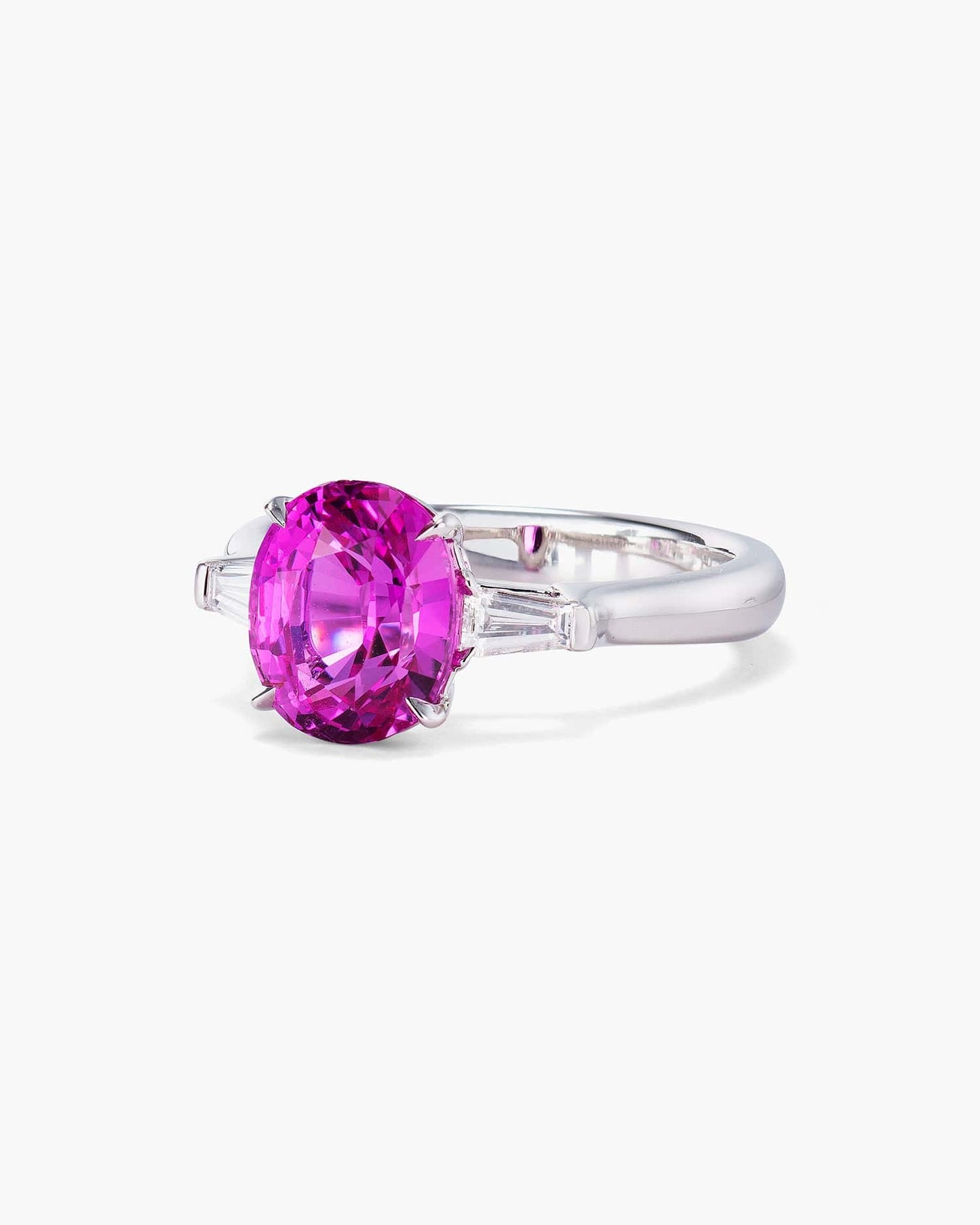 3.25 carat Oval Shape Ceylon Pink Sapphire and Diamond Ring