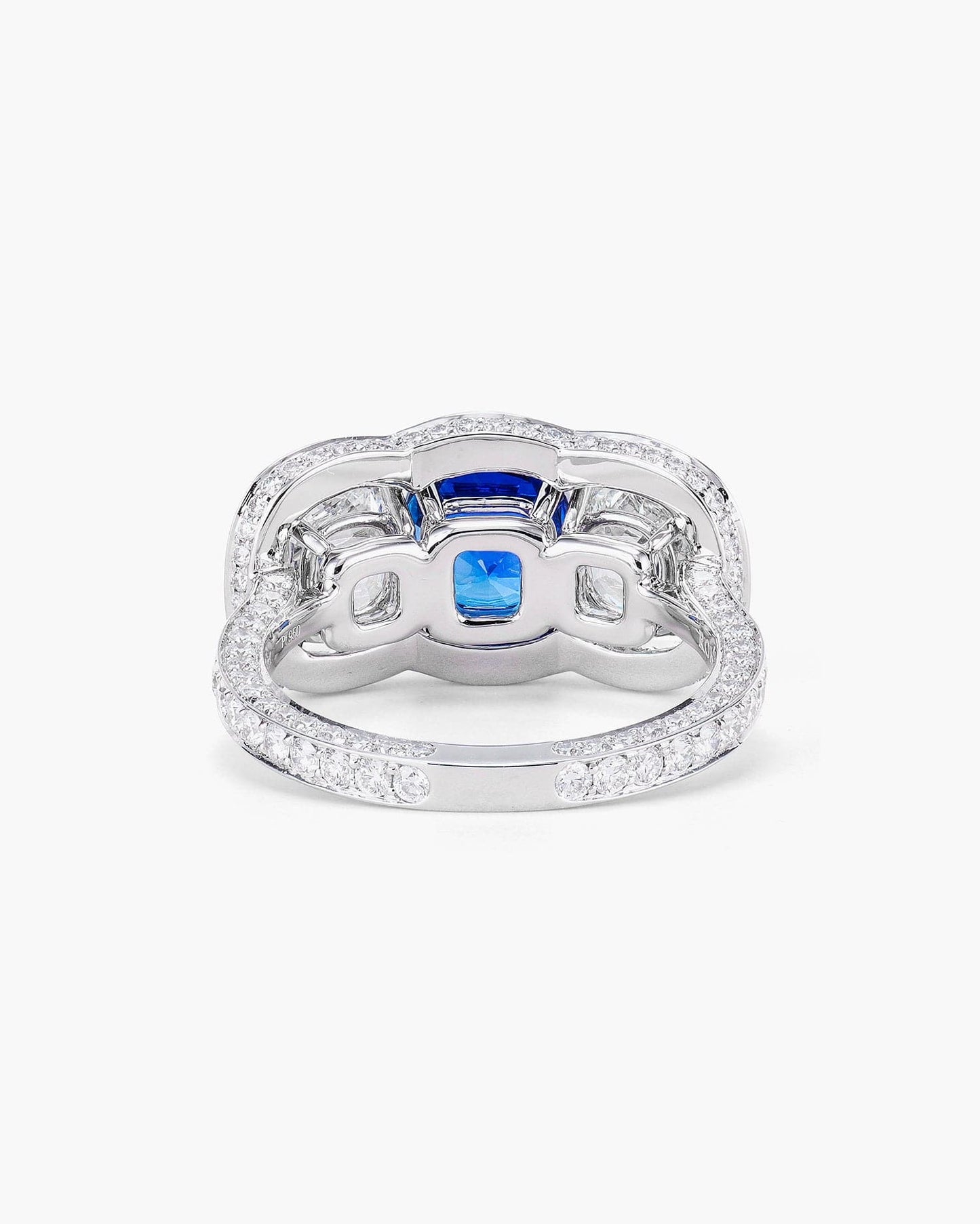 1.82 carat Cushion Cut Ceylon Sapphire and Diamond Ring