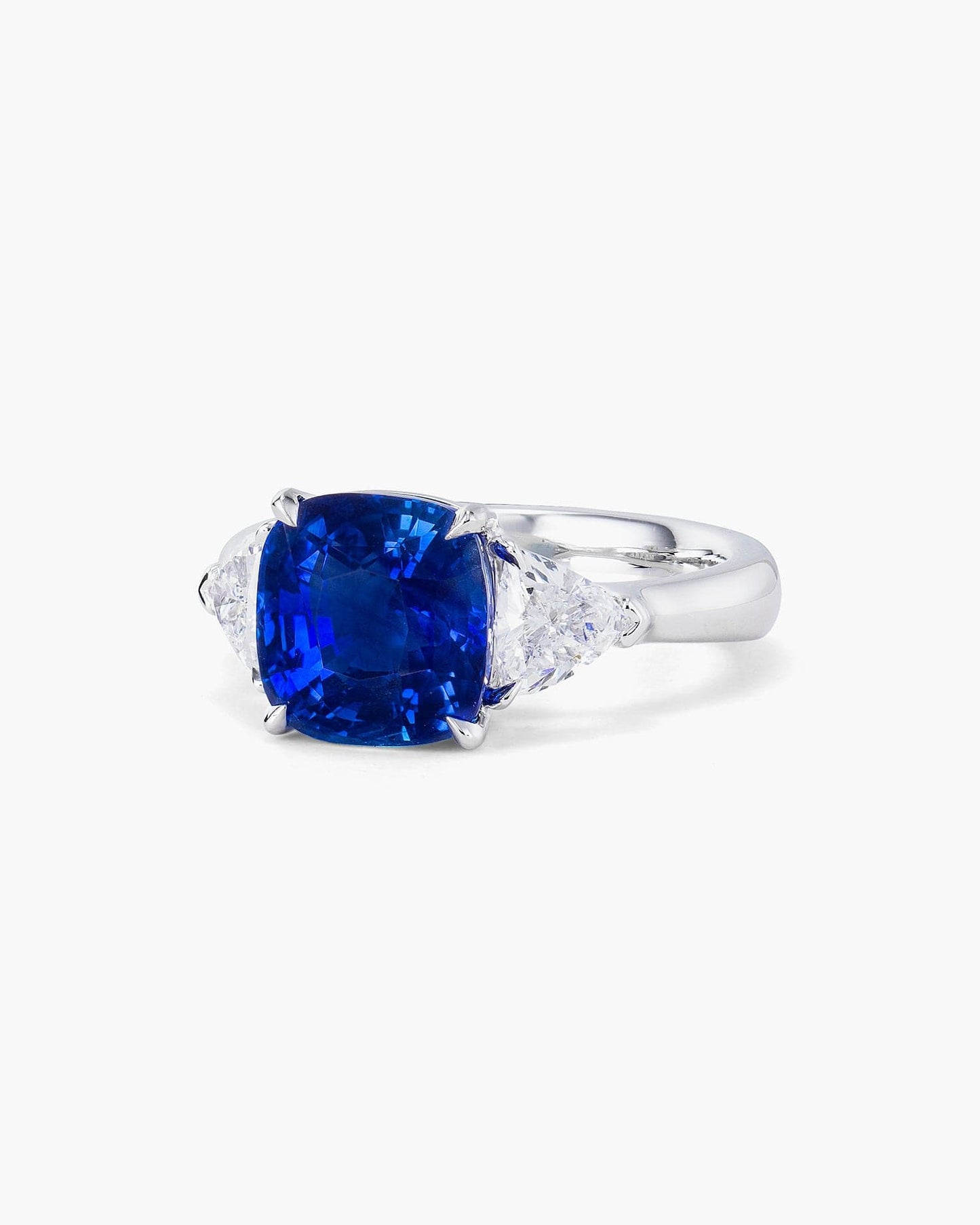 4.54 carat Cushion Cut Ceylon Sapphire and Diamond Ring