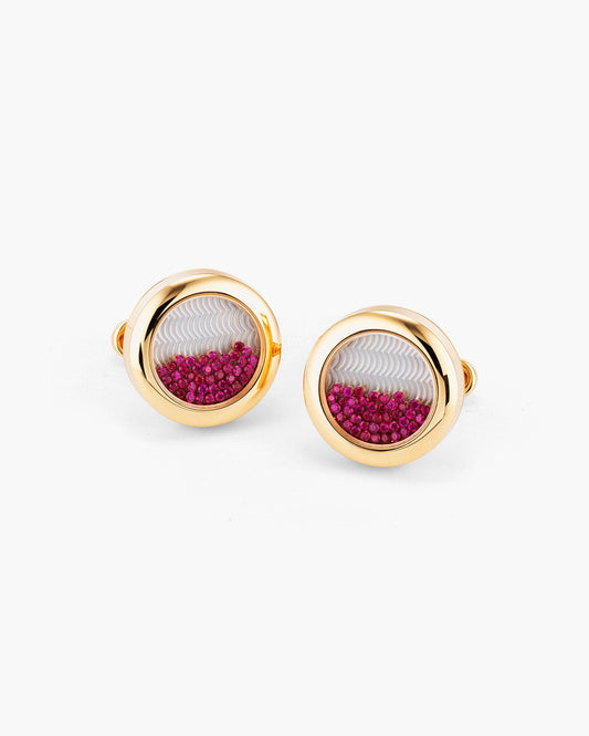 Ruby and Mother of Pearl Floating Cufflinks (High Polish)