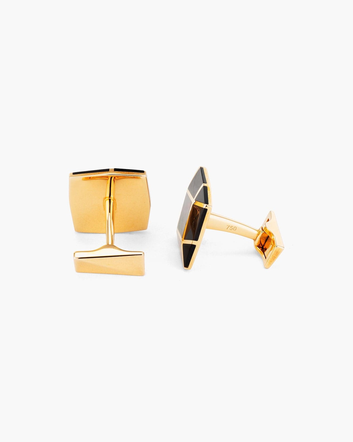 Black Mother of Pearl and Onyx Angular Checkerboard Cufflinks