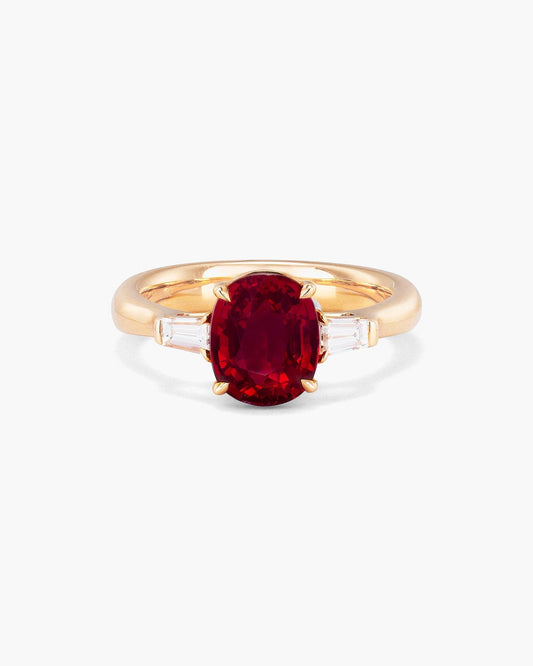2.54 carat Oval Shape Mozambique Ruby and Diamond Ring