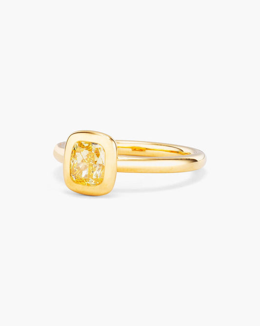 0.73 carat Cushion Cut Yellow Diamond Ring
