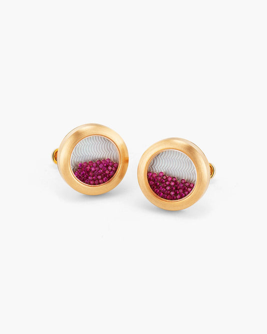 Ruby and Mother of Pearl Floating Cufflinks (Matte Finish)