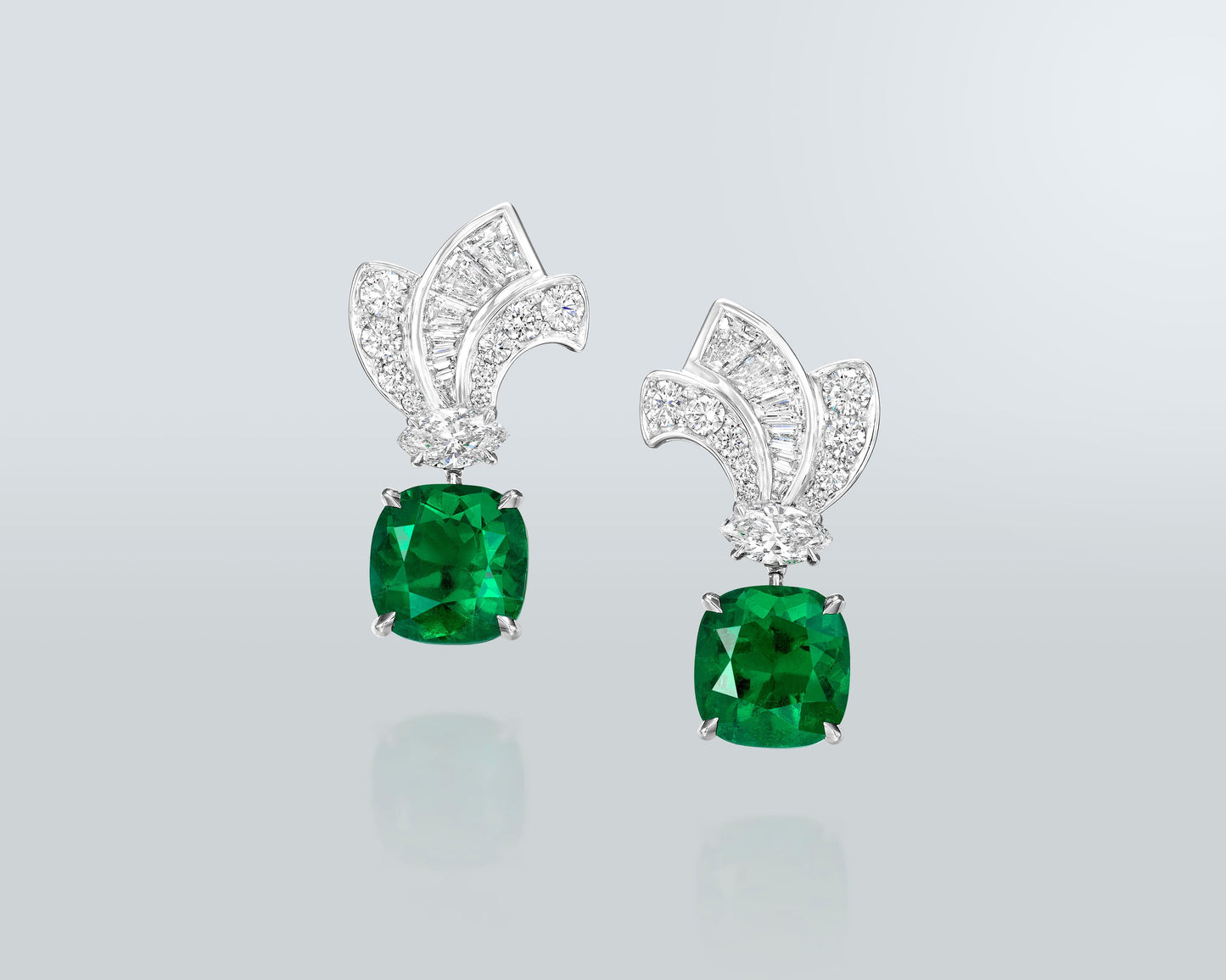 8.33 carat Colombian Emerald and Diamond Earrings