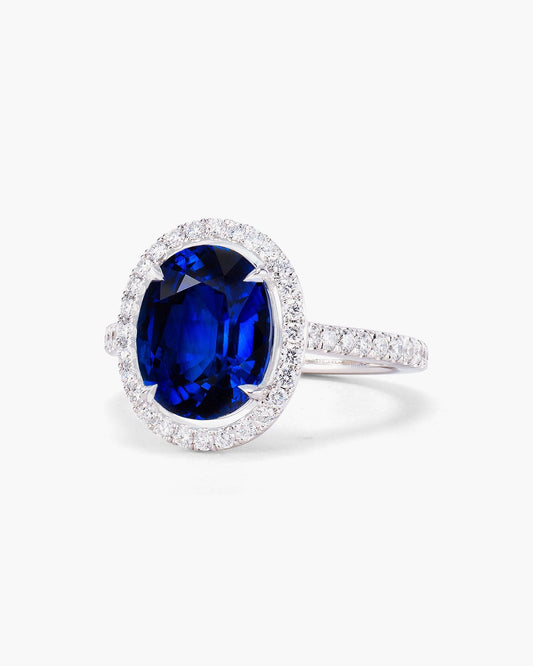 4.35 carat Oval Shape Ceylon Sapphire and Diamond Ring